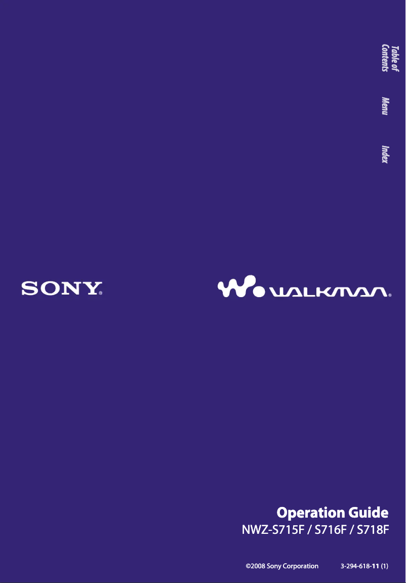 Page n°1 - Manuel utilisateur Sony Walkman NWZ-S718F