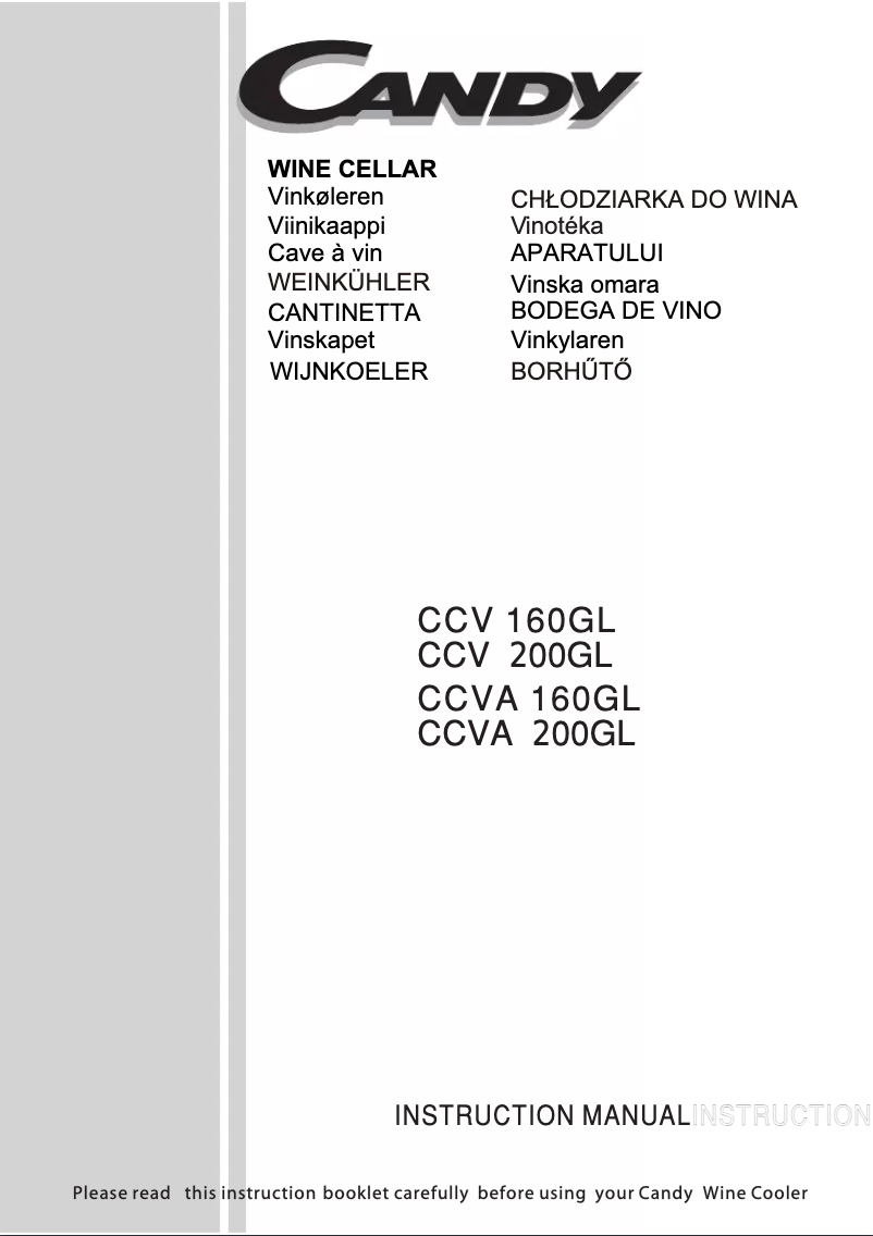 Page n°1 - Manuel utilisateur Candy CCV 160 GL