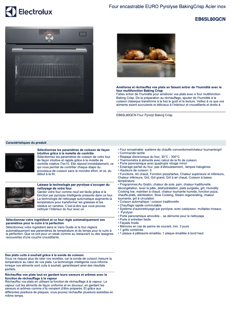 Page n°1 - Fiche technique Electrolux EB6SL80QCN