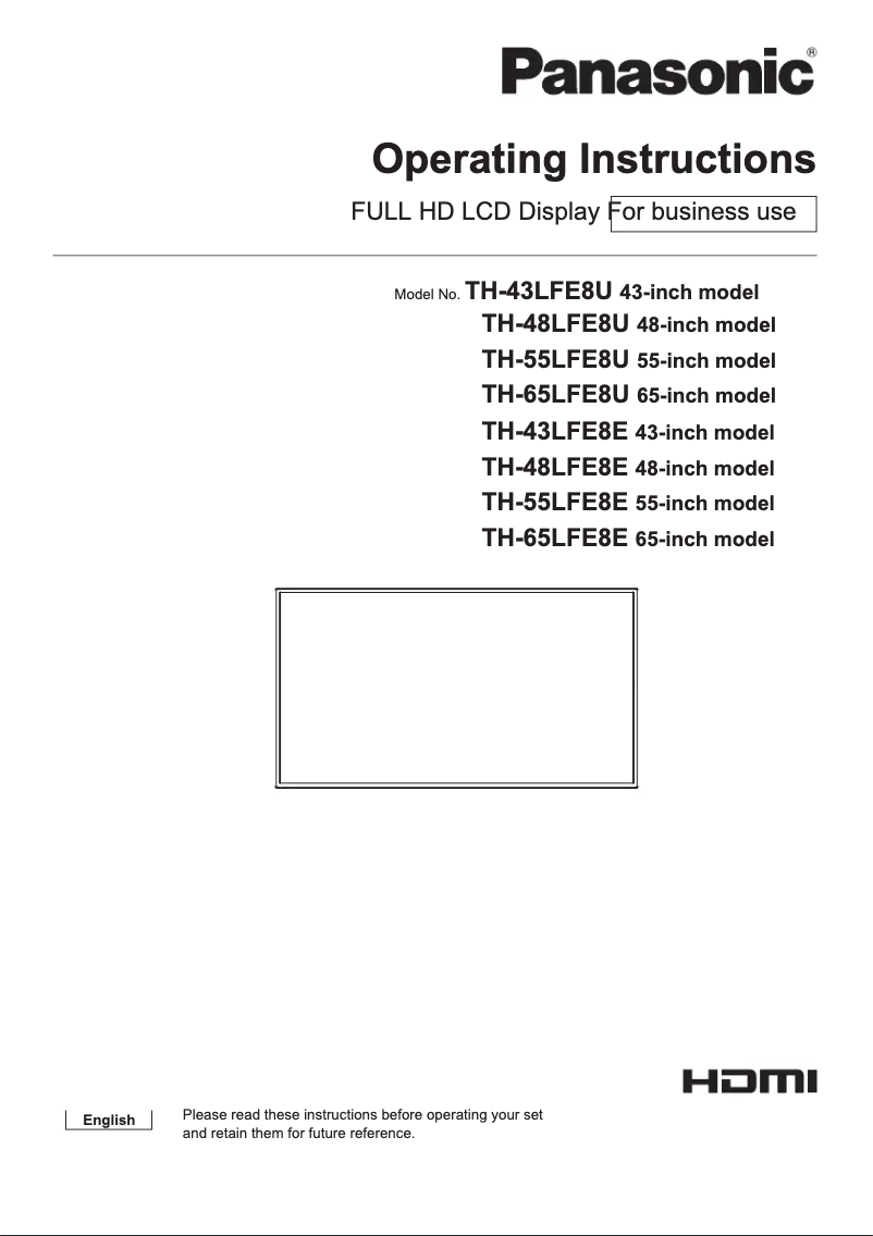 Image de la première page du manuel de l'appareil TH-65LFE8