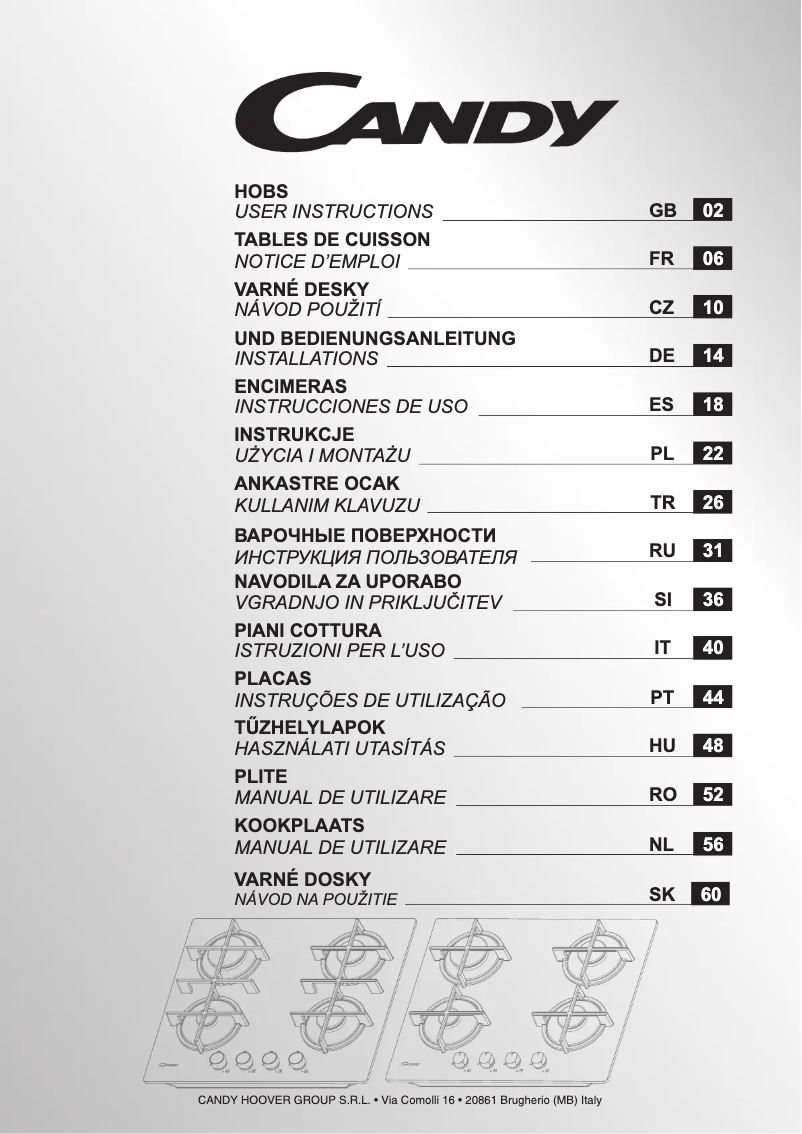 Page n°1 - Manuel utilisateur Candy CVG6B-ALG