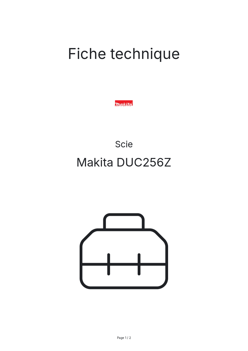 Page n°1 - Fiche technique Makita DUC256Z