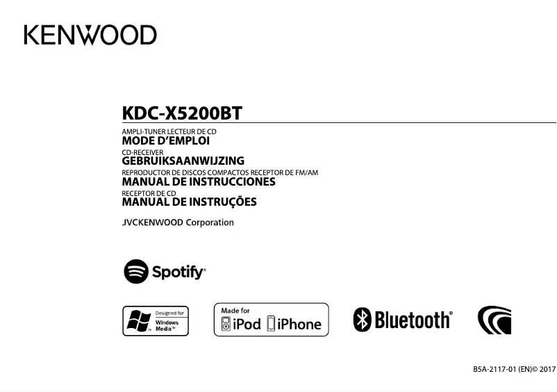 Page 1 de la notice Manuel utilisateur Kenwood KDC-X5200BT