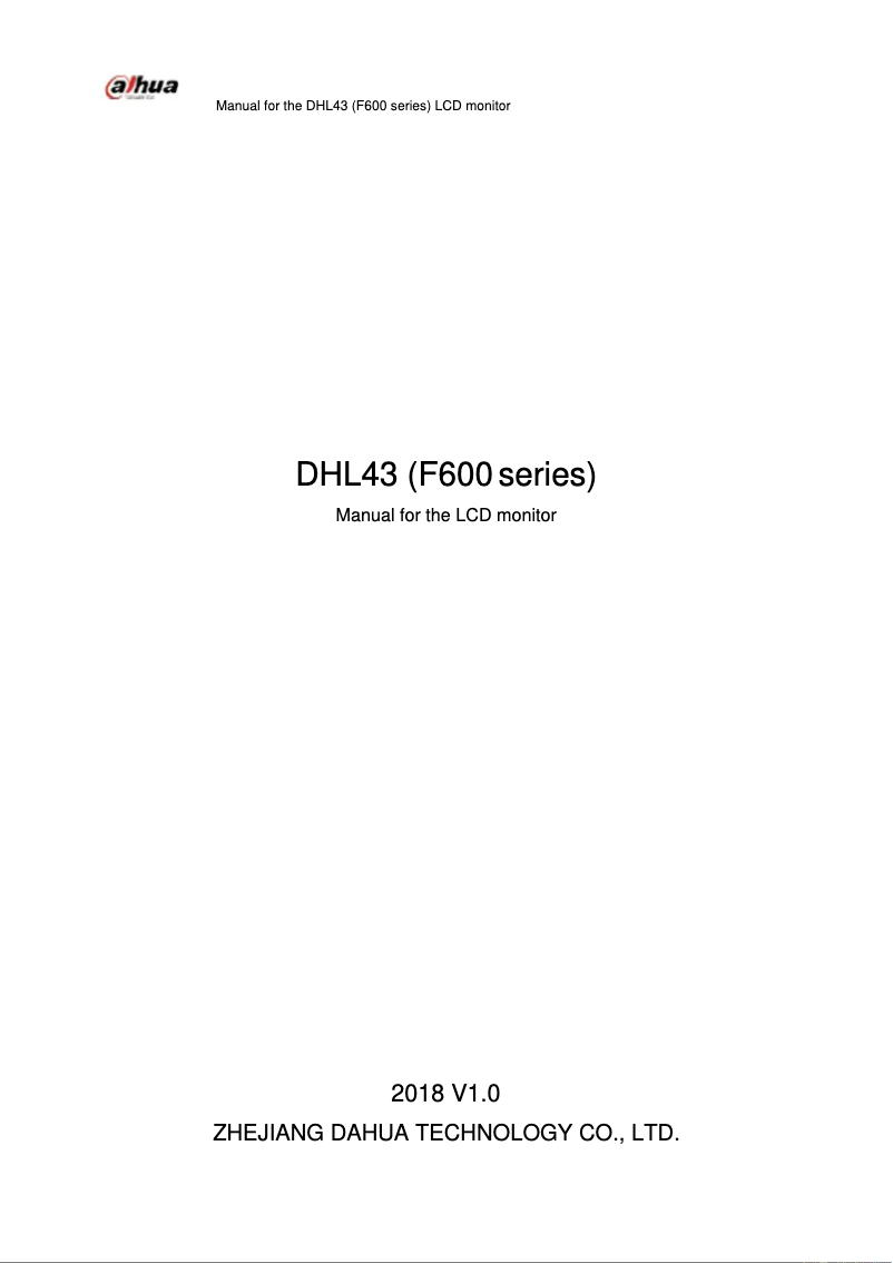 Page n°1 - Manuel utilisateur Dahua Technology DHL43-F600