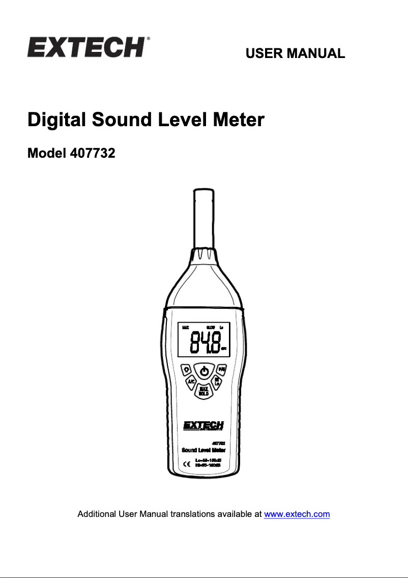 Page 1 de la notice Manuel utilisateur Extech 407732