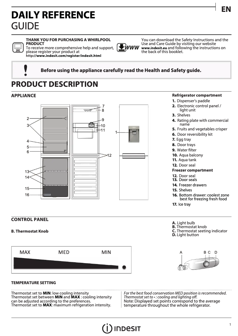 Page 1 de la notice Manuel d'utilisation et d'entretien Indesit LR8 S1 S AQ UK