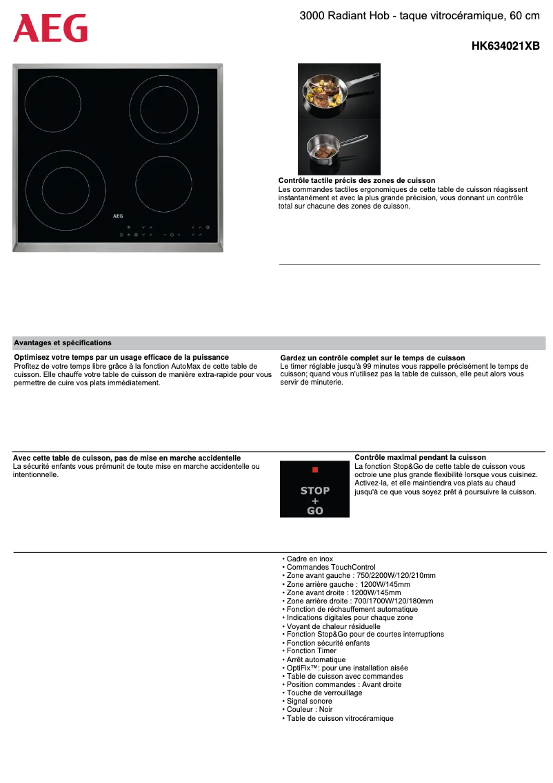 Página 1 del manual Manual de usuario AEG HK634021XB