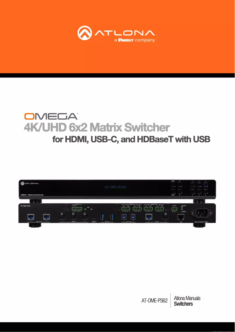 Page 1 de la notice Manuel utilisateur Atlona Omega AT-OME-PS62
