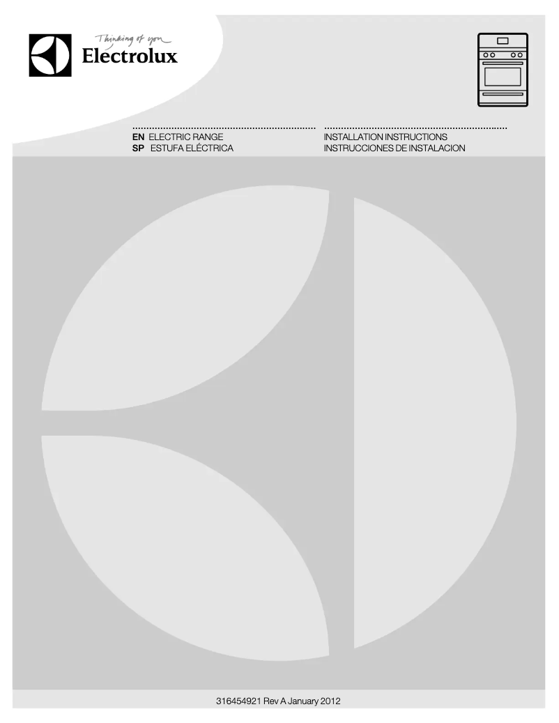 Page n°1 - Guide d'installation Electrolux EI30IF40LS