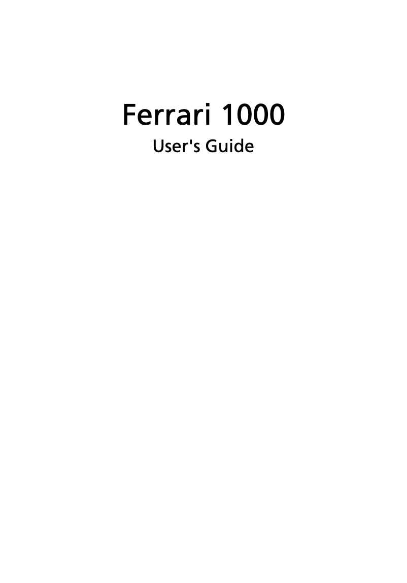 Image de la première page du manuel de l'appareil Ferrari 1000
