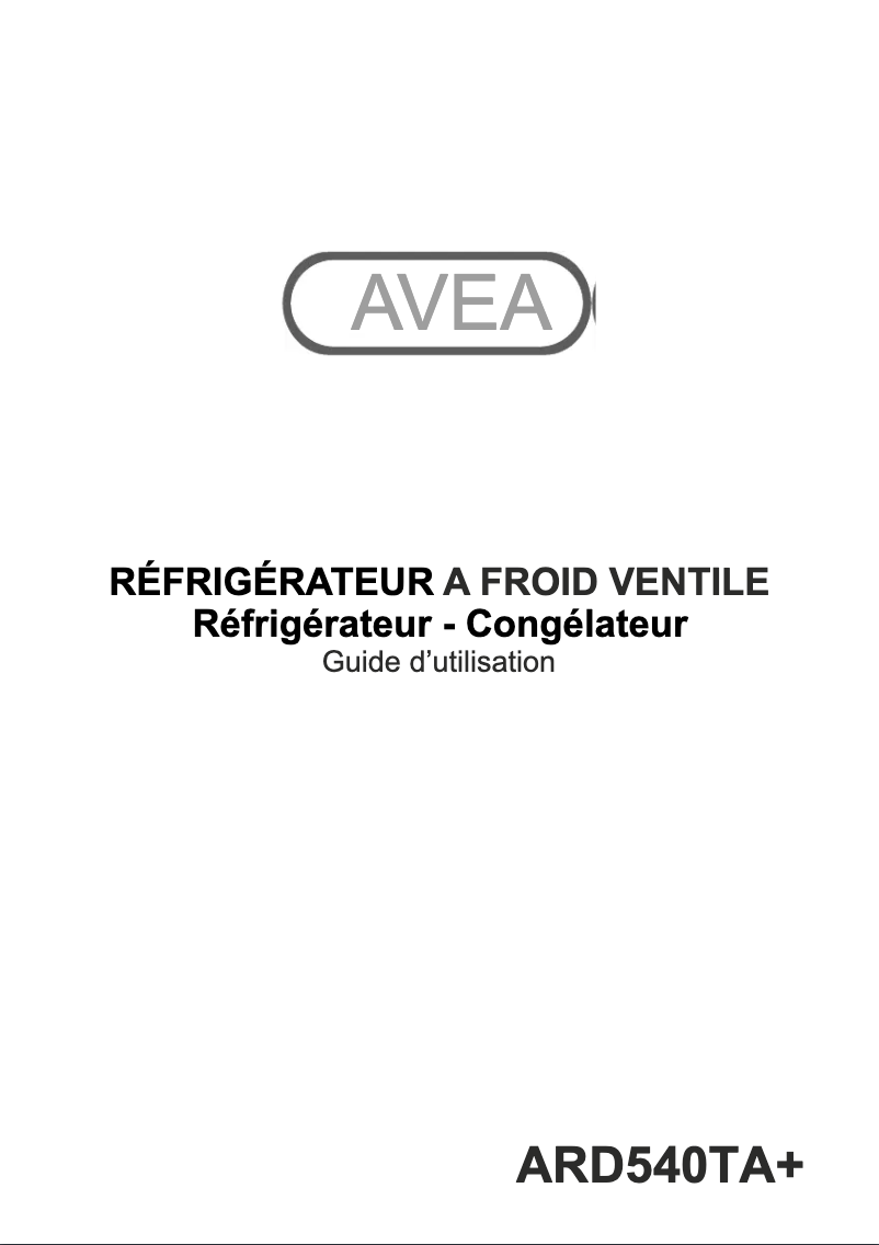 Page 1 de la notice Manuel utilisateur AVEA ARD540TA+