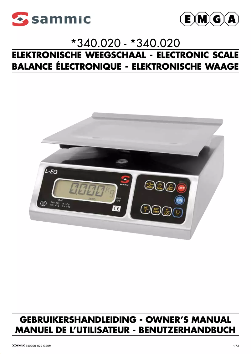 Page n°1 - Manuel utilisateur Sammic 340022