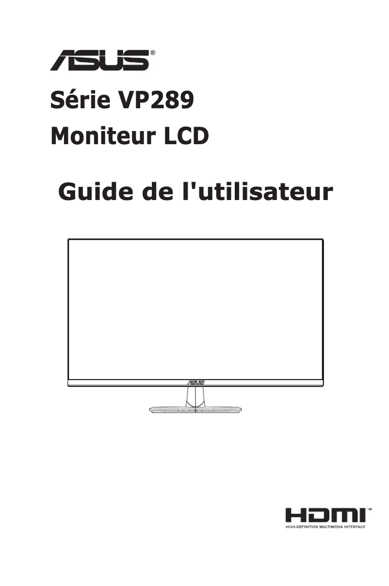 Page 1 de la notice Manuel utilisateur Asus VP289Q