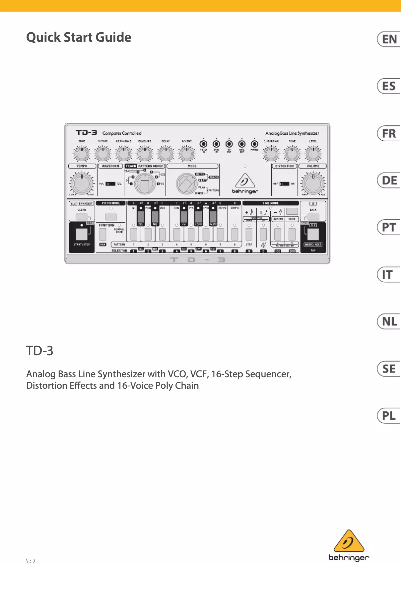 Page 1 de la notice Manuel utilisateur Behringer TD-3