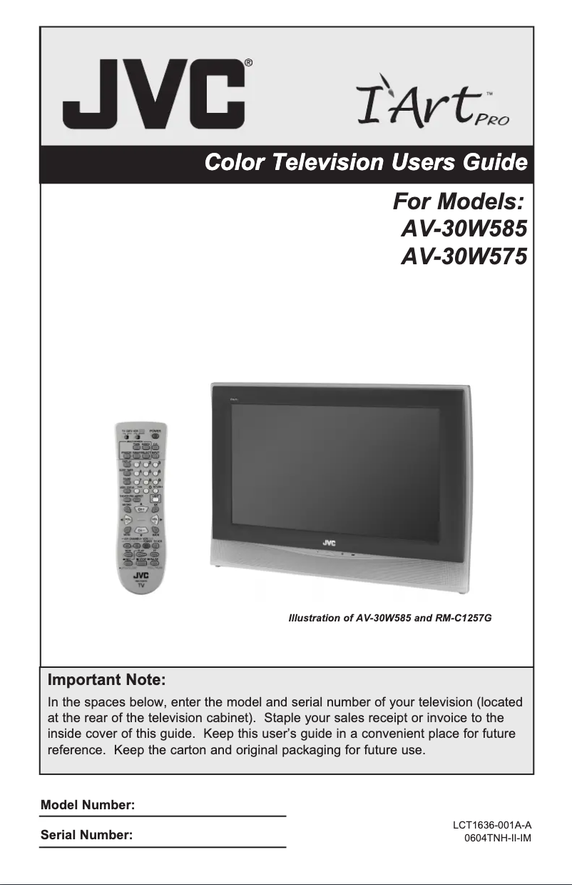 Page n°1 - Manuel utilisateur JVC AV-30W575