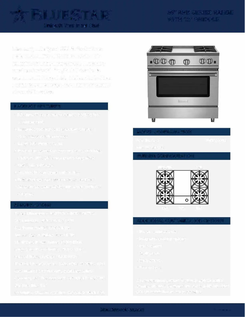 Page 1 de la notice Fiche technique BlueStar RNB364GV2