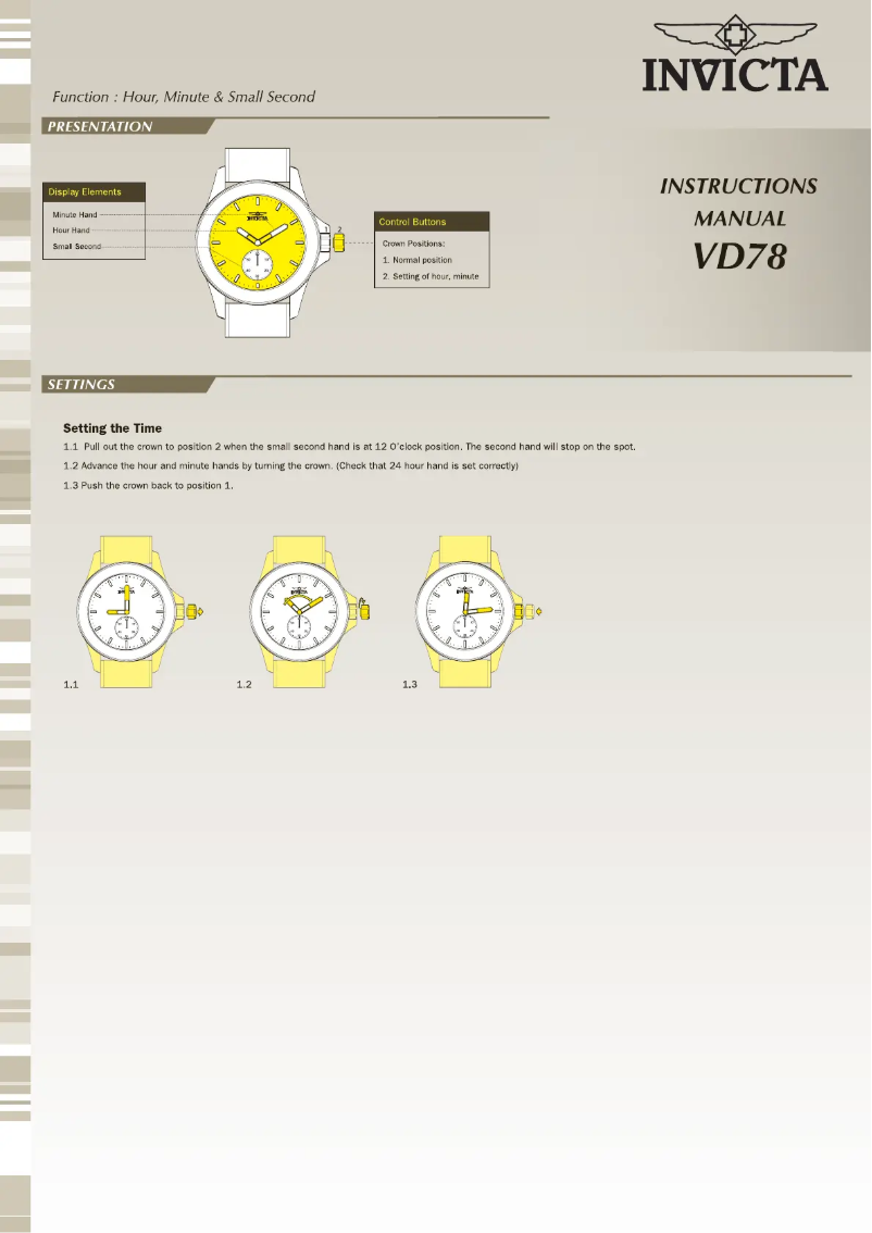 Page 1 de la notice Manuel utilisateur Invicta Character Collection 27417