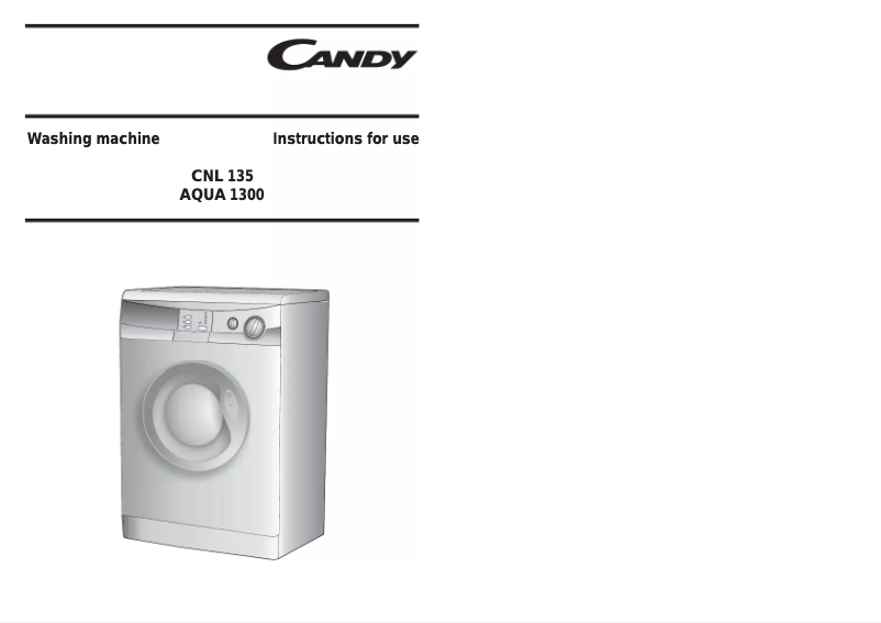 Page n°1 - Manuel utilisateur Candy CNL135AQUA-80