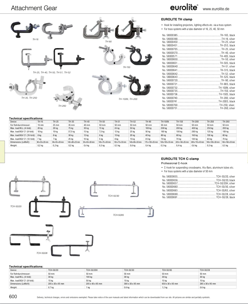 Page 1 de la notice Catalogue Eurolite TH-16