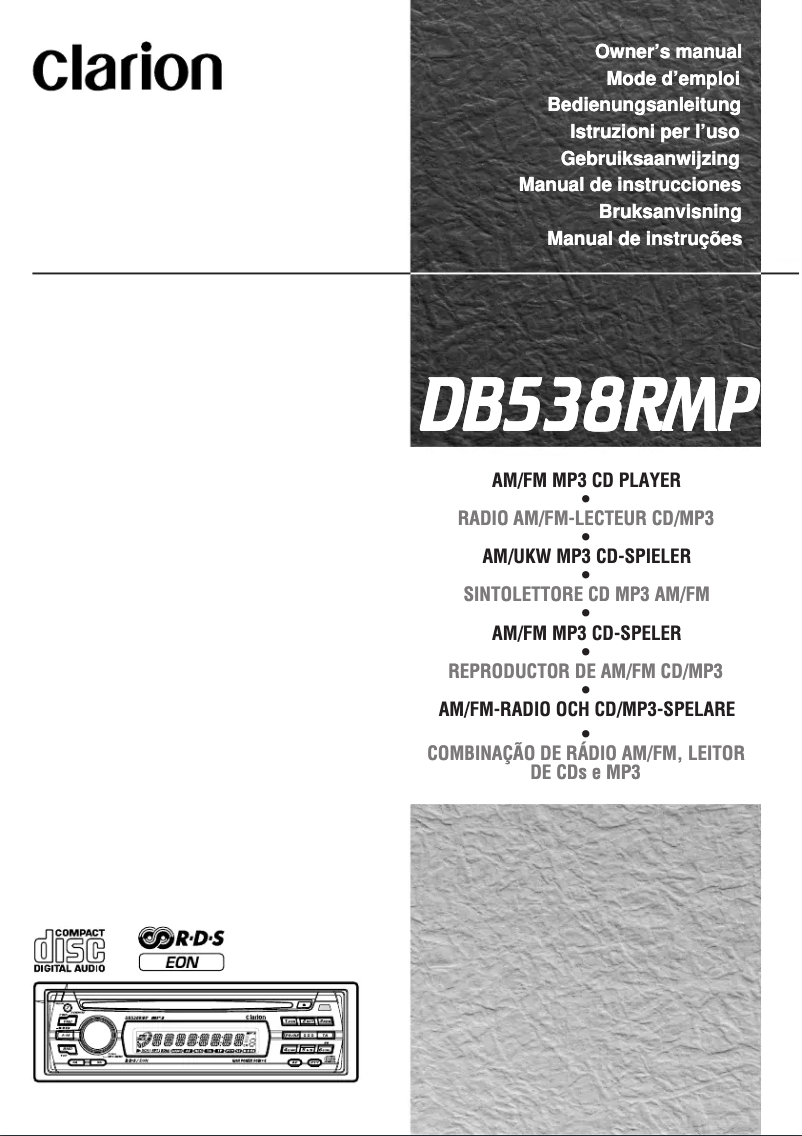 Page n°1 - Manuel utilisateur Clarion DB538RMP