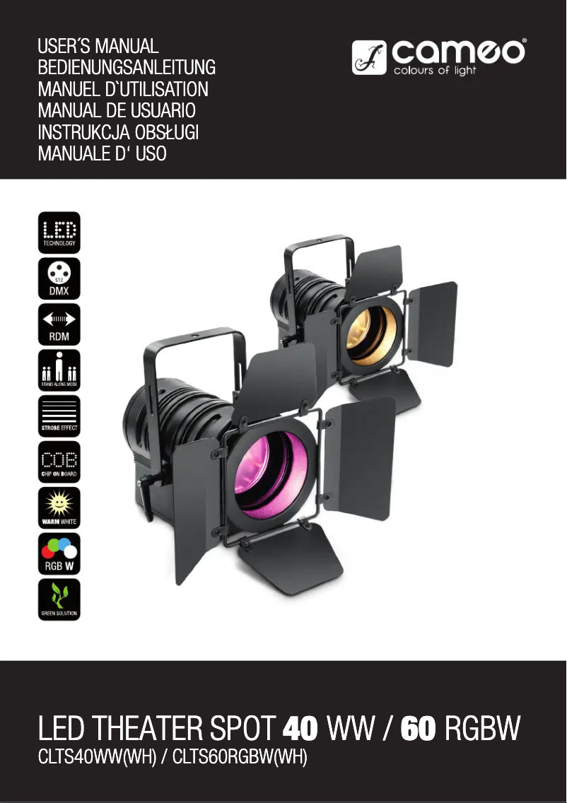 Page 1 de la notice Manuel utilisateur Cameo TS 60 RGBW