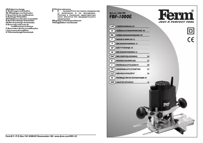 Image de la première page du manuel de l'appareil FBF-1000E