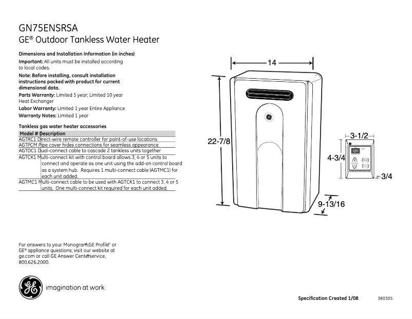 Image de la première page du manuel de l'appareil GN75ENSRSA