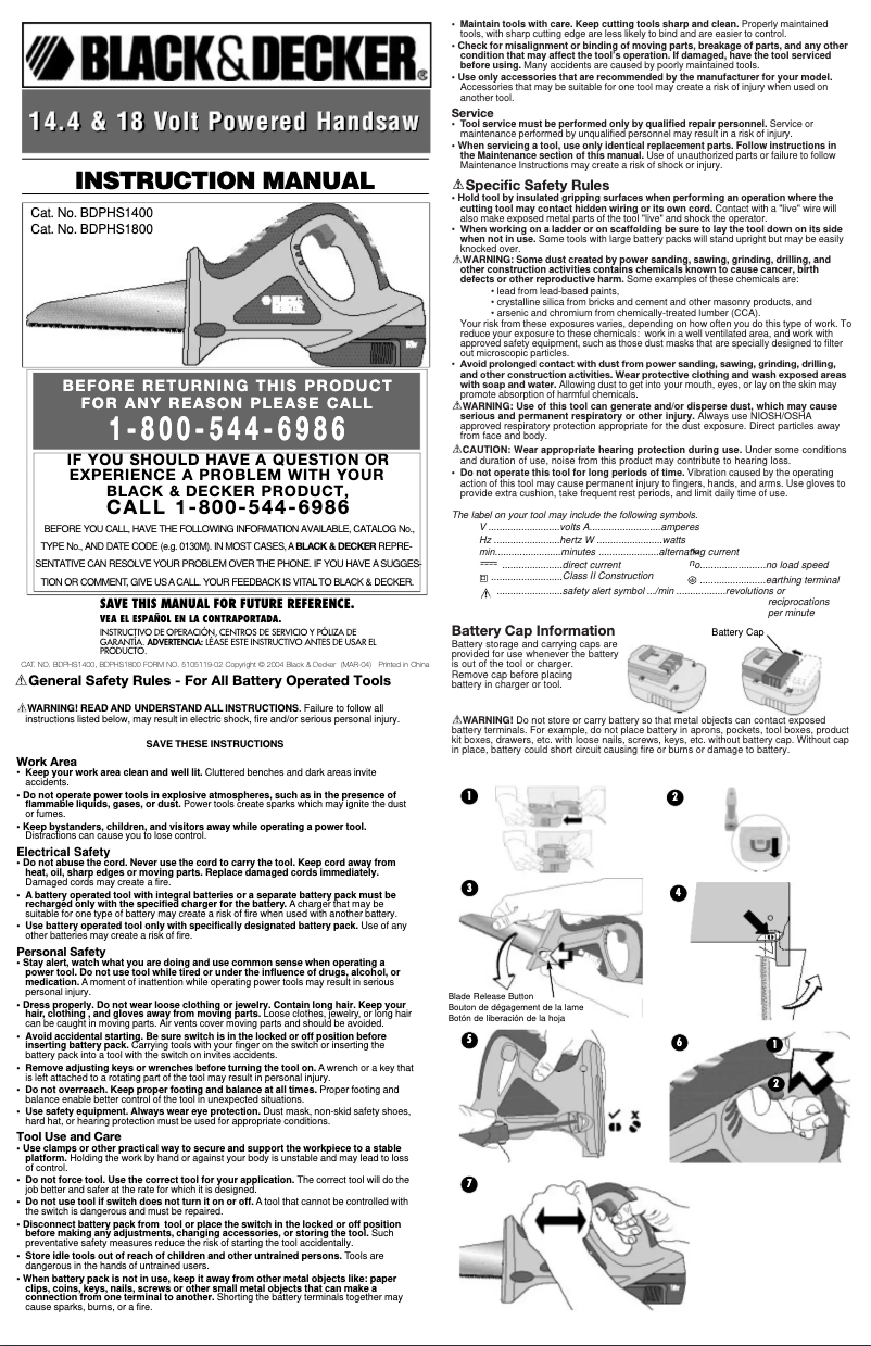 Page 1 de la notice Manuel utilisateur Black & Decker BDPHS180G