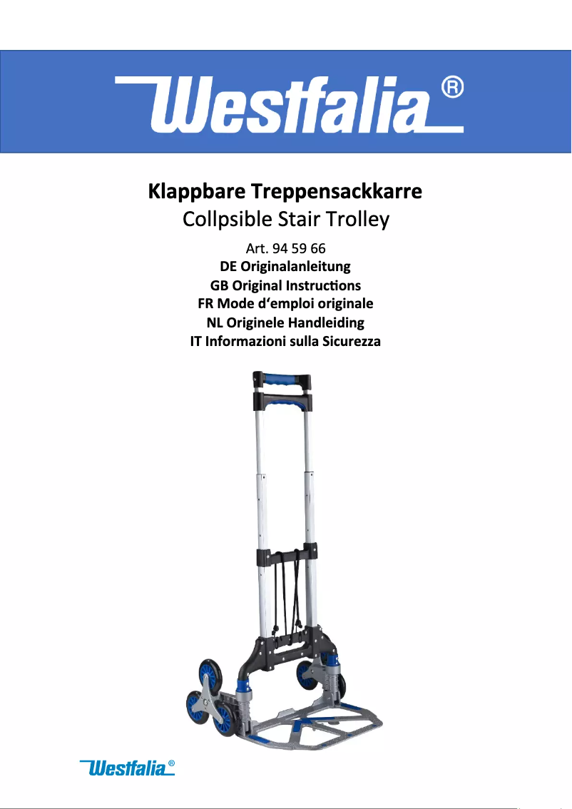 Page 1 de la notice Manuel utilisateur Westfalia 945966