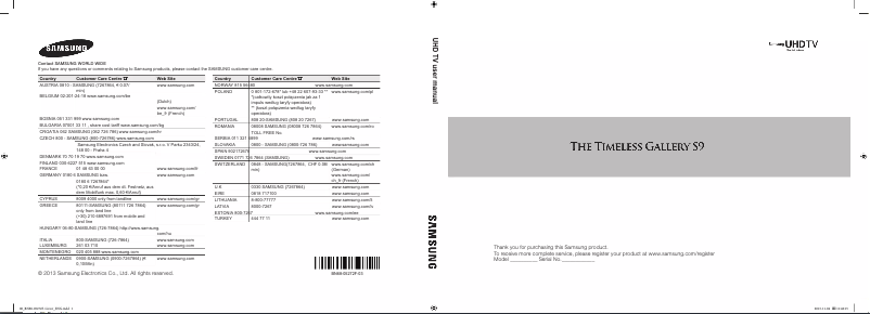 Page n°1 - Manuel utilisateur Samsung UE85S9ST