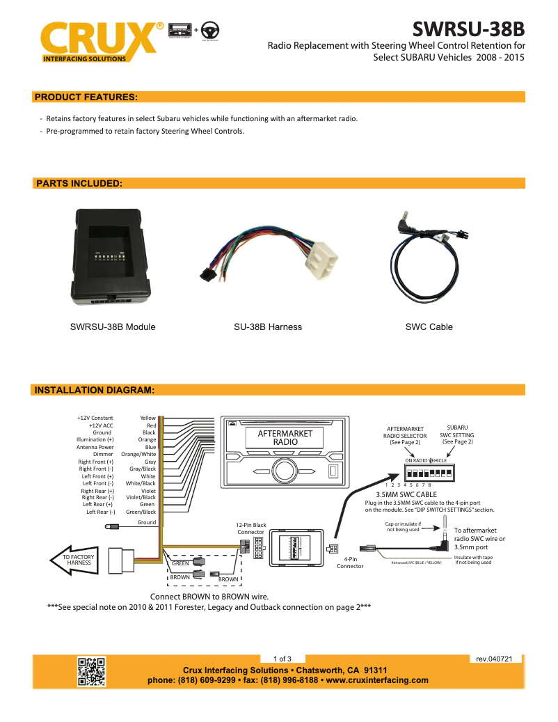 Page n°1 - Manuel utilisateur CRUX SWRSU-38B