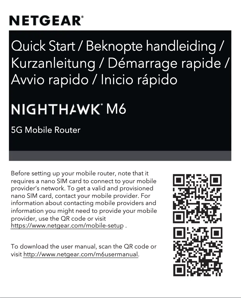 Page n°1 - Guide d'installation Netgear Nighthawk M6
