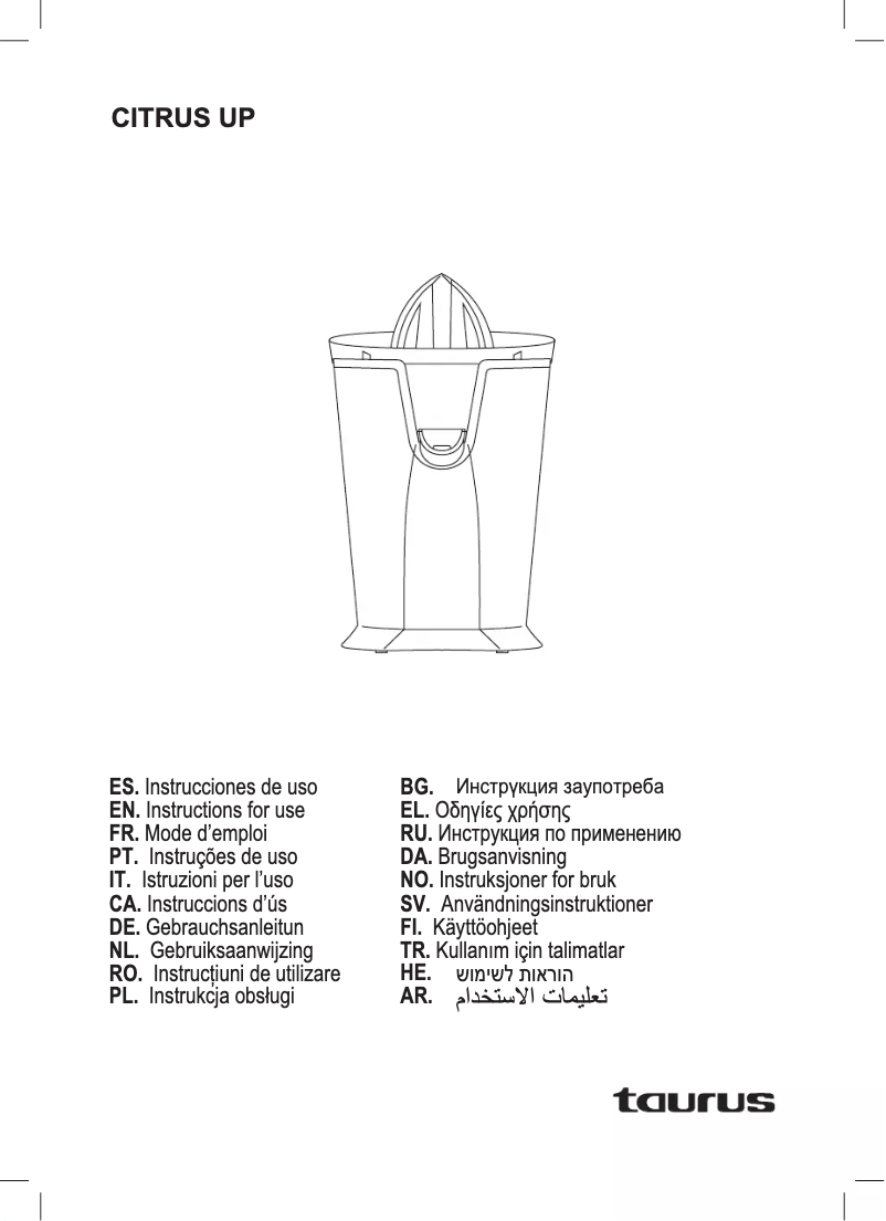 Page 1 de la notice Manuel utilisateur Taurus Citrus Up
