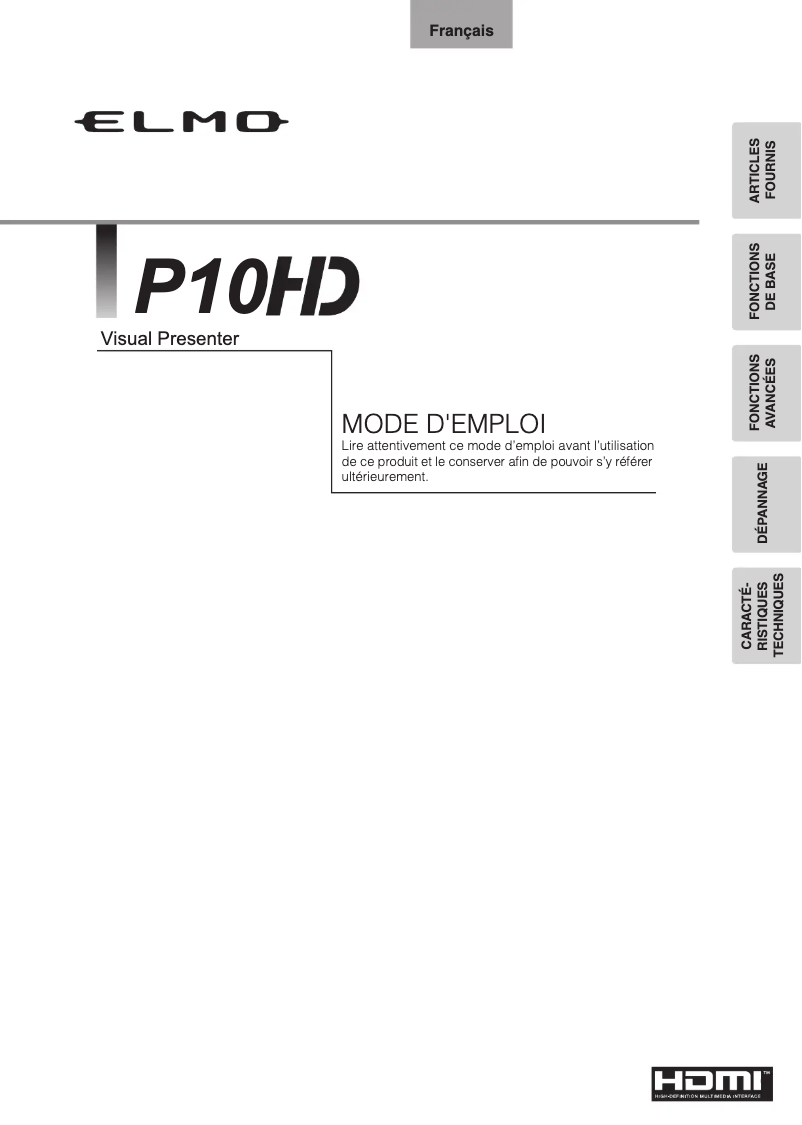 Page n°1 - Manuel utilisateur Elmo P10HD