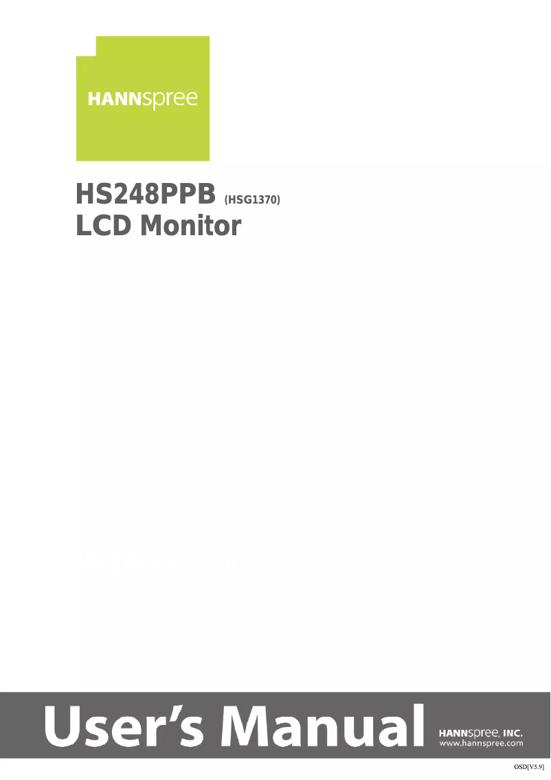 Page 1 de la notice Manuel utilisateur Hannspree Hanns.G HS 248 PPB