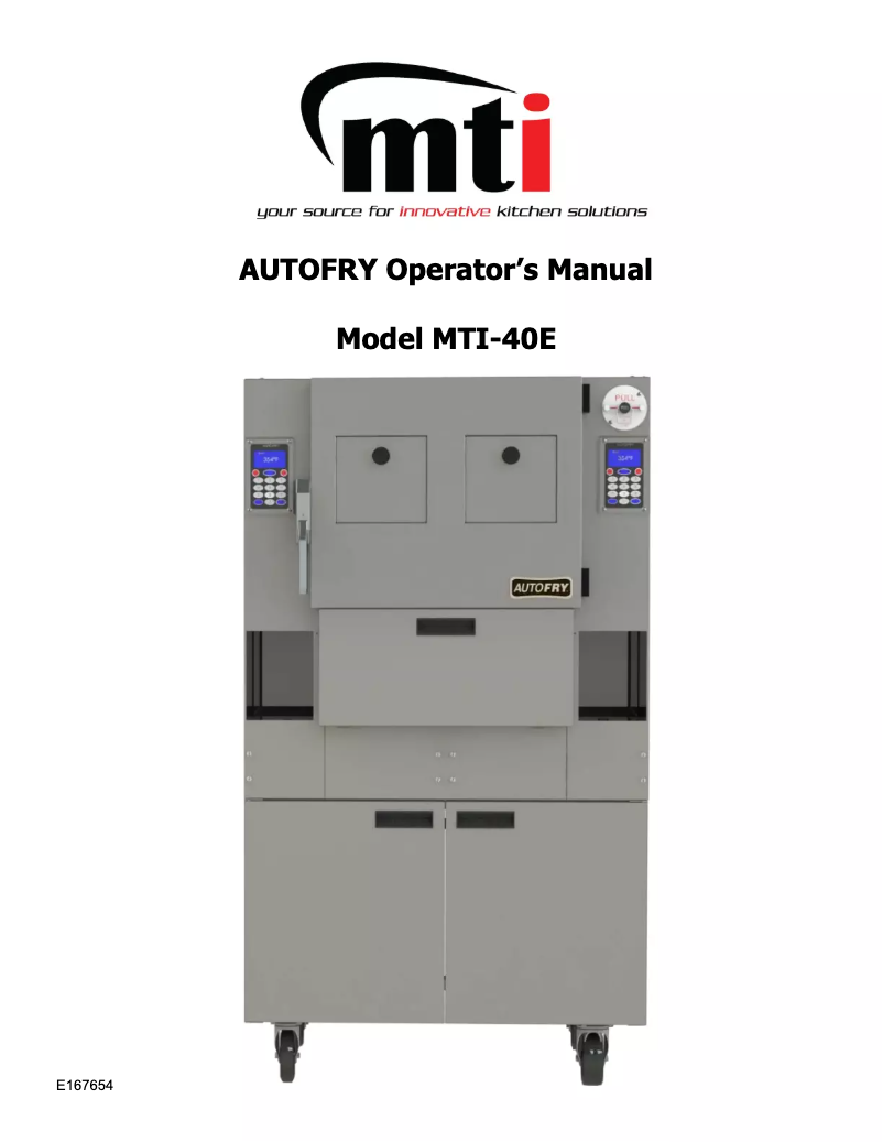 Page n°1 - Manuel utilisateur AutoFry MTI-40E