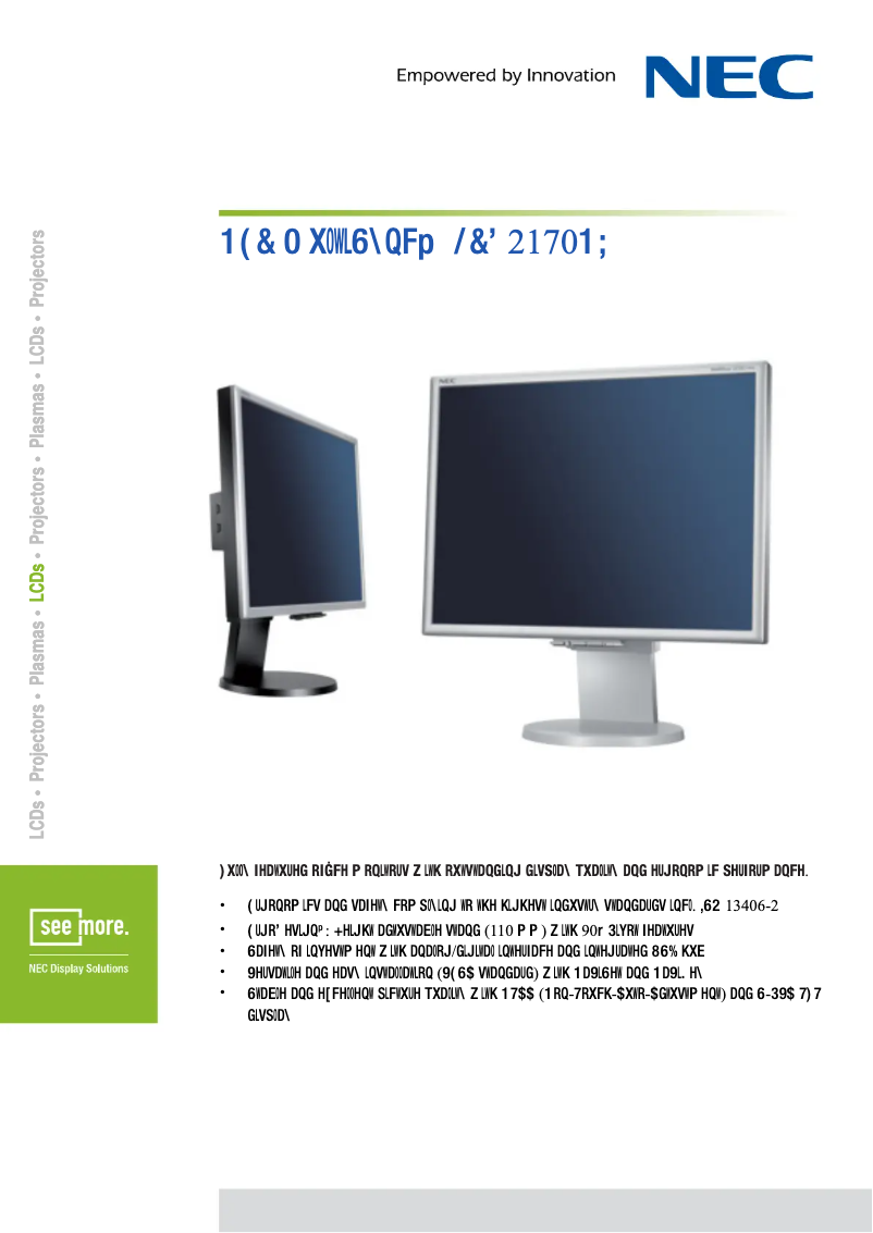 Page n°1 - Fiche technique NEC MultiSync LCD2170NX