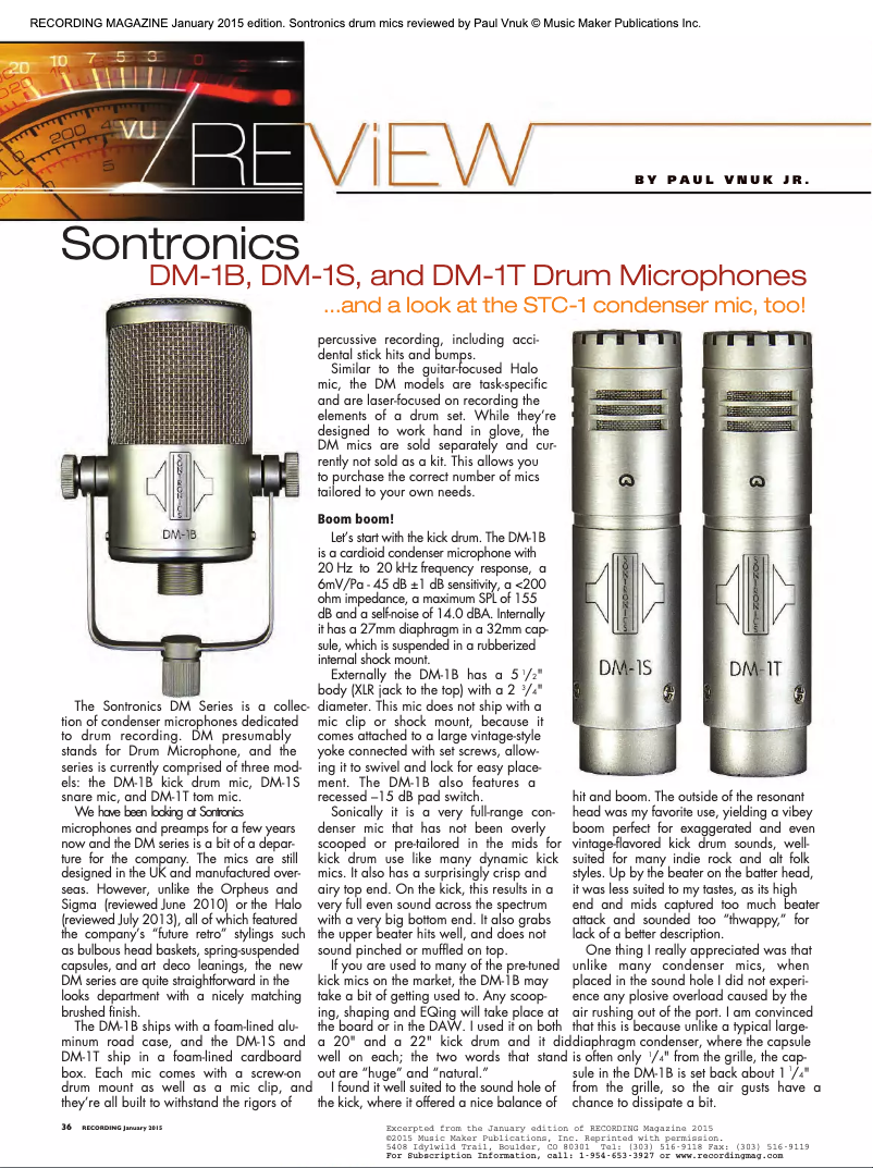 Page n°1 - Manuel utilisateur Sontronics DM-1T