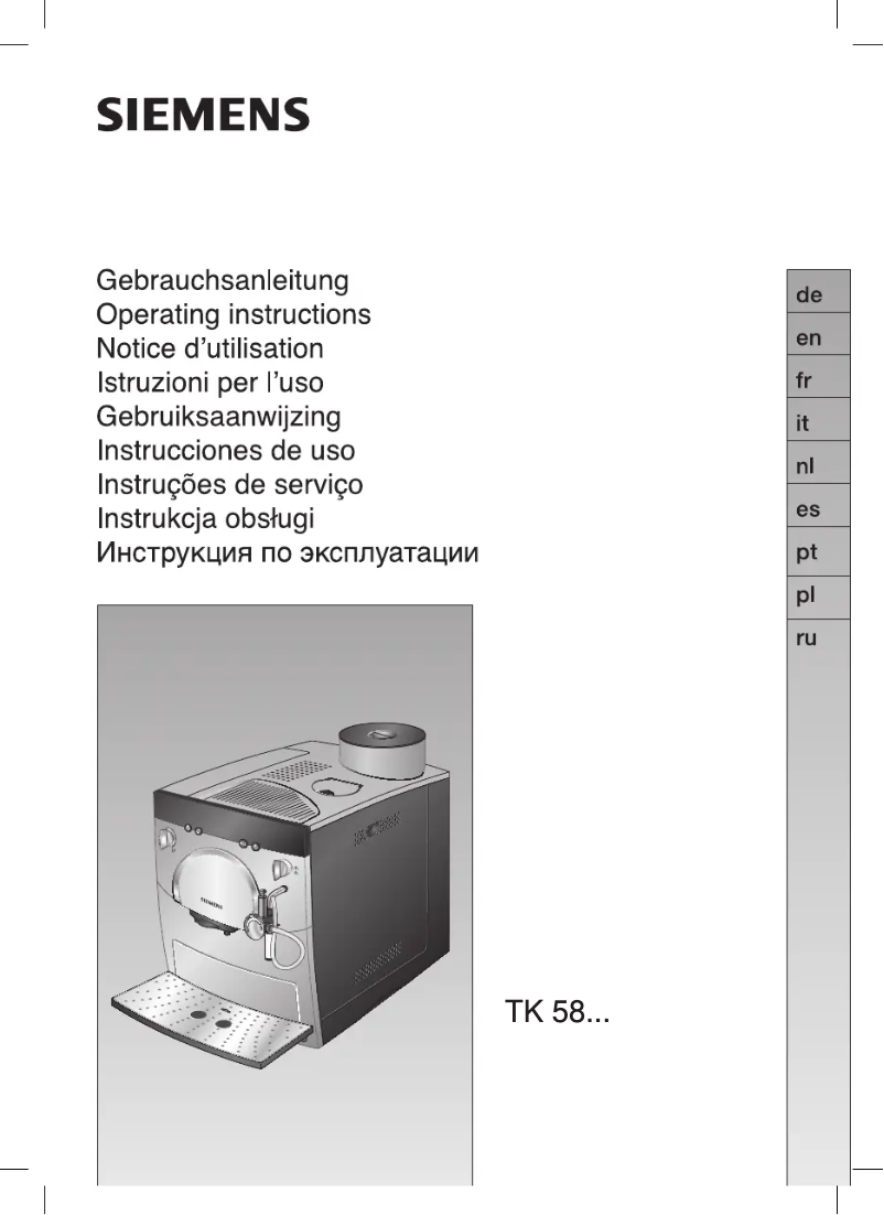 Page n°1 - Manuel utilisateur Siemens TK58.