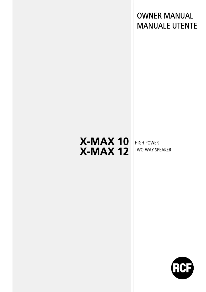 Page 1 de la notice Manuel utilisateur RCF X-MAX 10