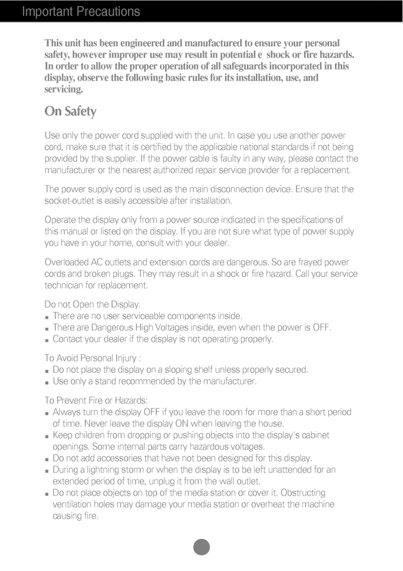 Page 1 de la notice Manuel utilisateur LG L2320A