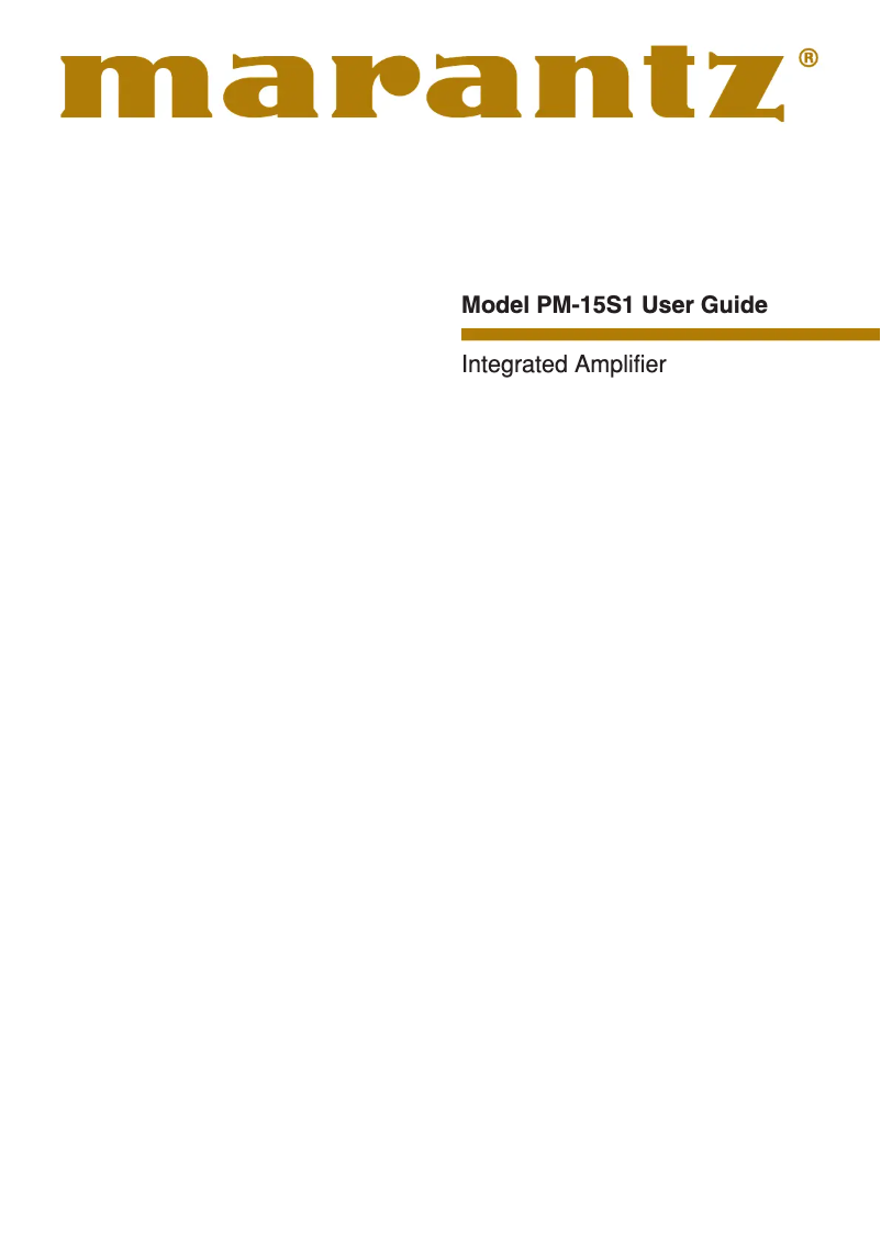 Página 1 del manual Manual de usuario Marantz PM-15S1