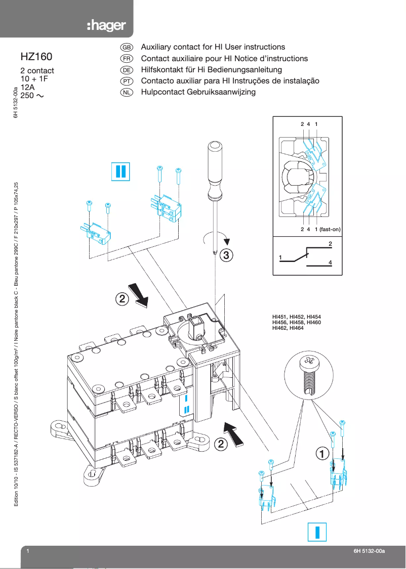 Page n°1 - Manuel utilisateur Hager HZ160