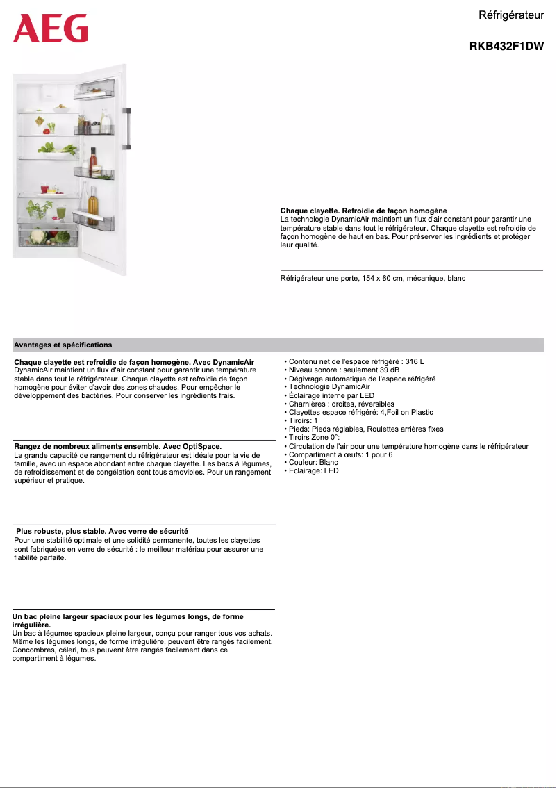 Image de la première page du manuel de l'appareil RKB432F1DW