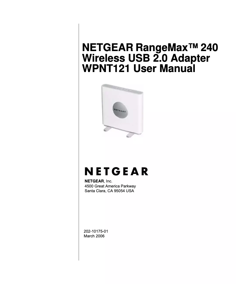 Page n°1 - Manuel utilisateur Netgear WPNT121