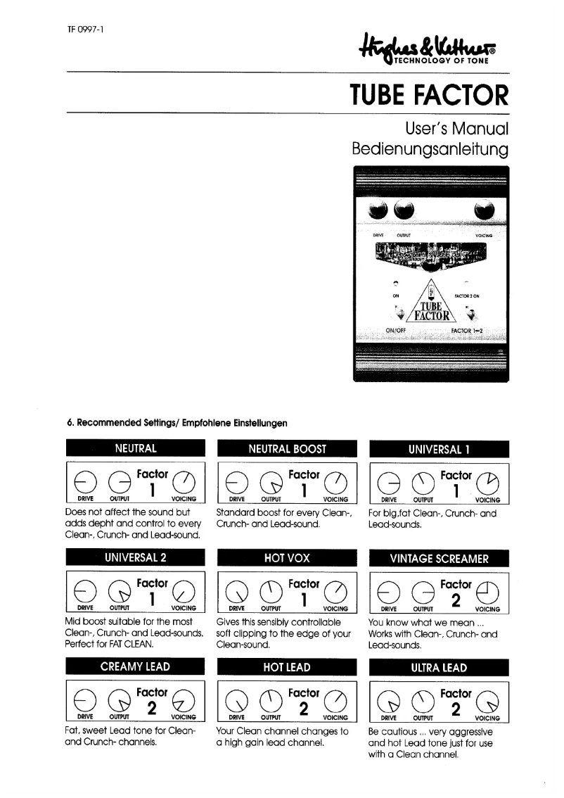 Image de la première page du manuel de l'appareil Tube Factor
