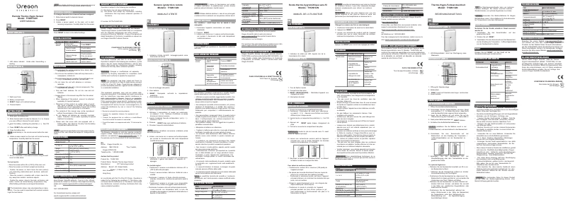 Page n°1 - Manuel utilisateur Oregon Scientific THGN132N
