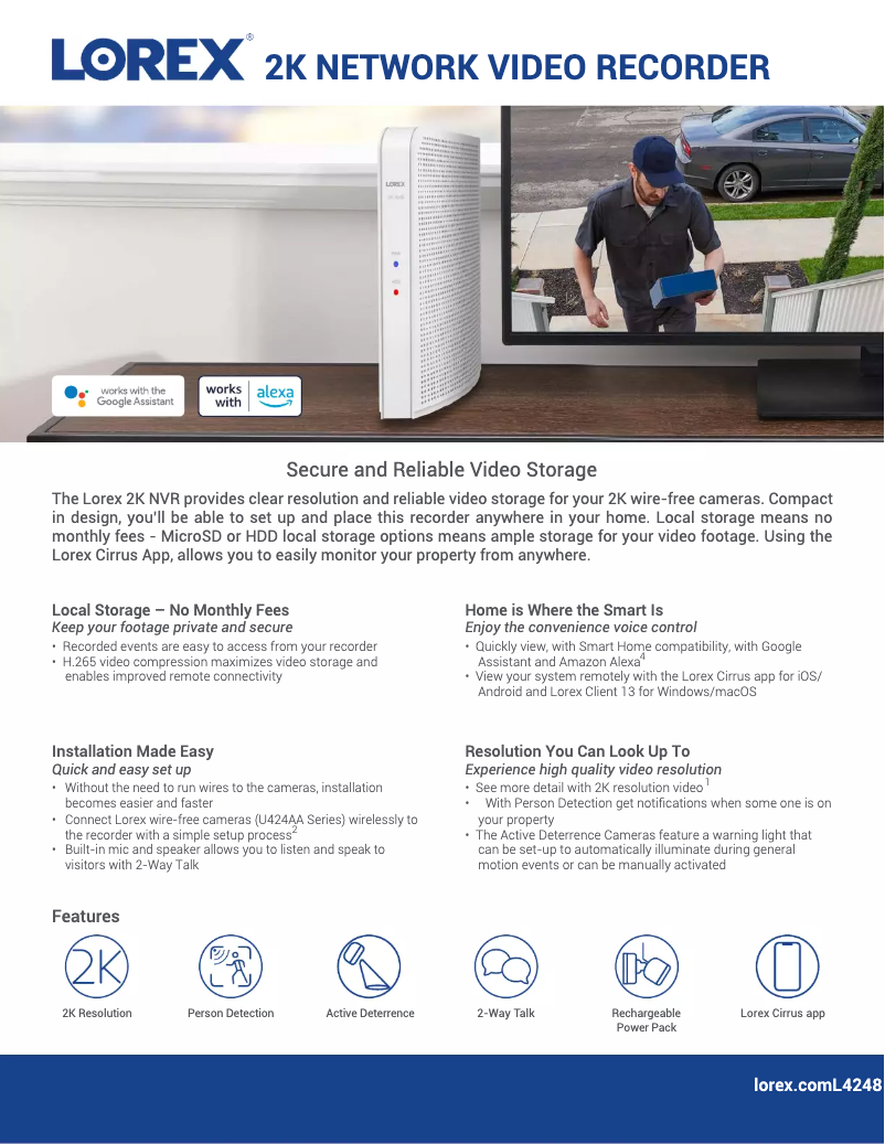 Page 1 de la notice Fiche technique Lorex L4248D-4AA4N-E