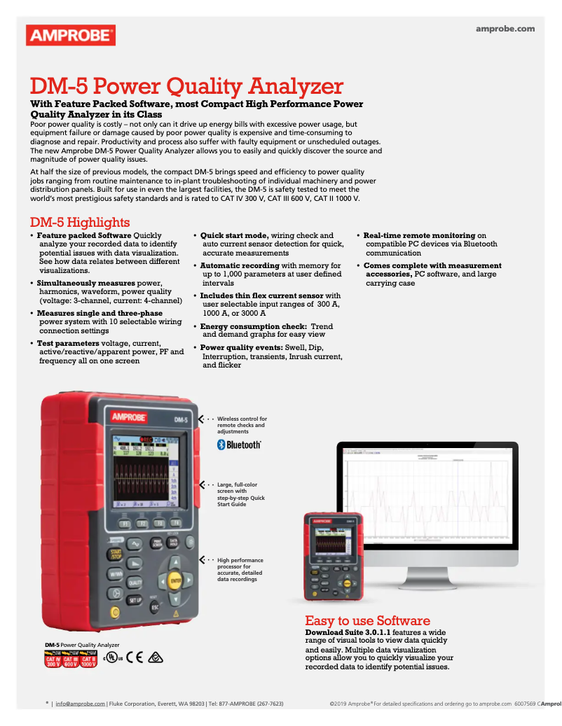 Página 1 del manual Ficha técnica Amprobe DM-5