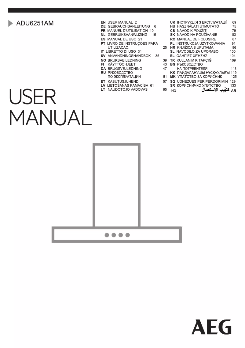 Page 1 de la notice Manuel utilisateur AEG ADU6251AM